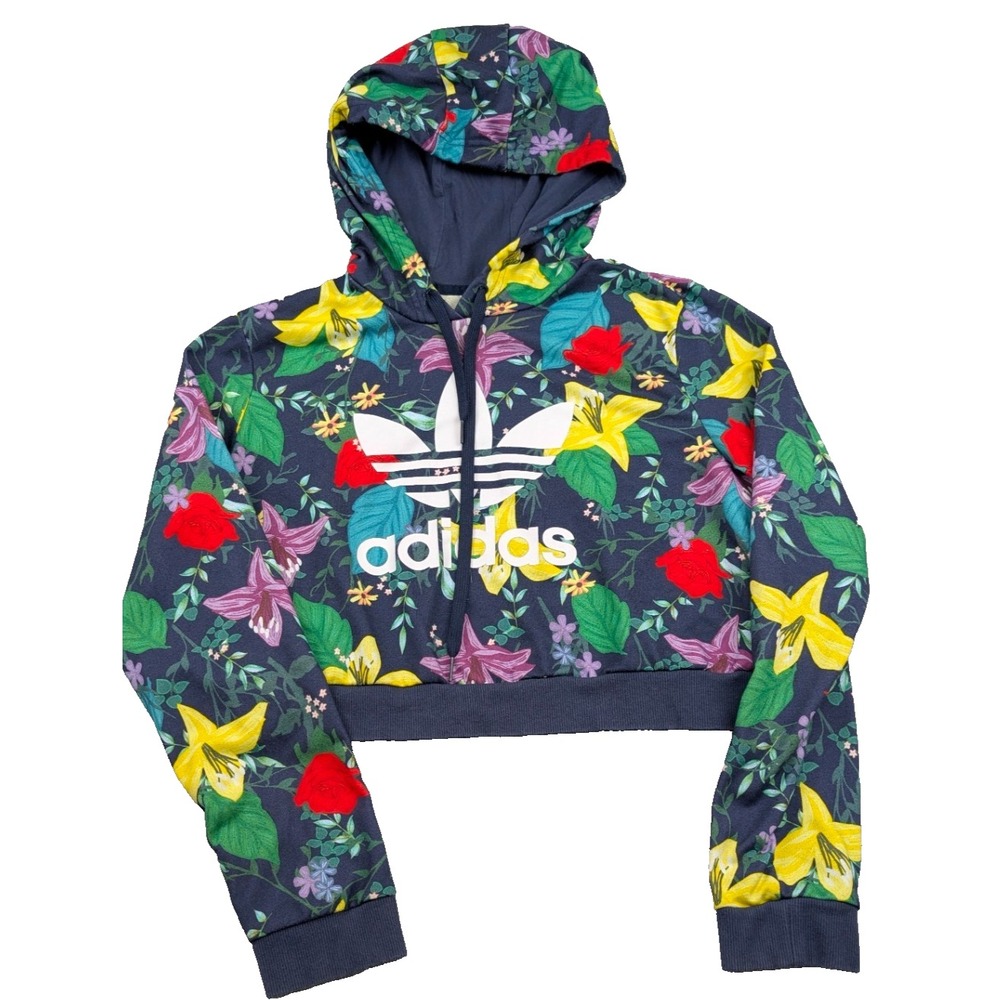 Adidas Original Cropped Hoodie Women Small Floral Blossom of Life All Over Print
